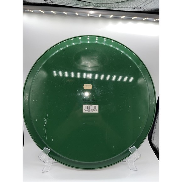 Vintage Potpourri Press Metal Tray Summer Fruits 1991 Green Red Peach 13.5” - Picture 10 of 12